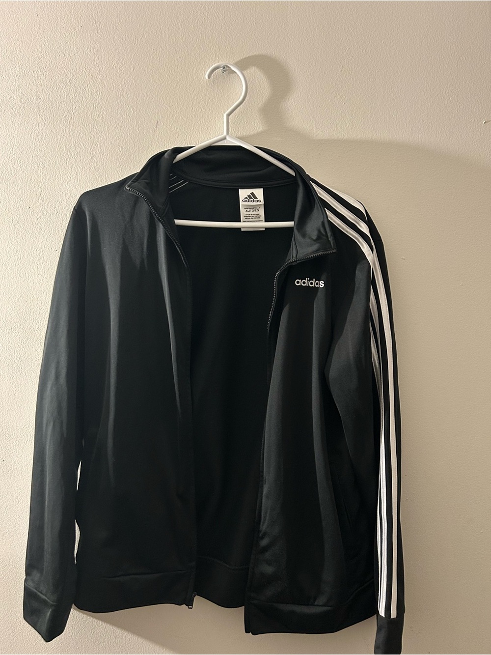 adidas Black Track Jacket with White Stripes